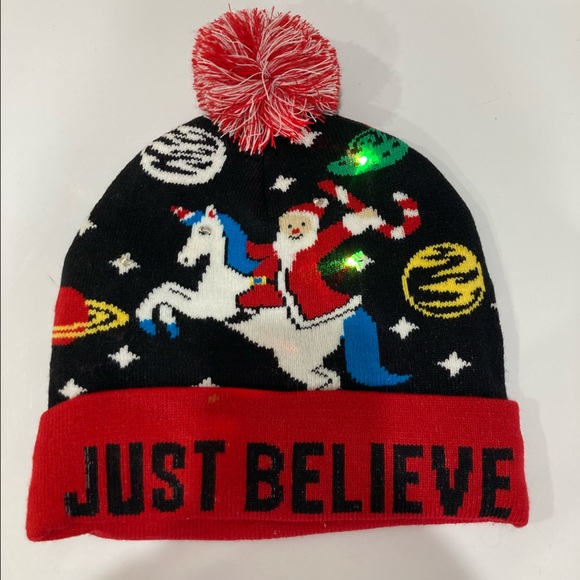 Just Believe Unicorn Santa Galaxy Aliens Stockinf Cap glove set - OS - lights up - Picture 7 of 11